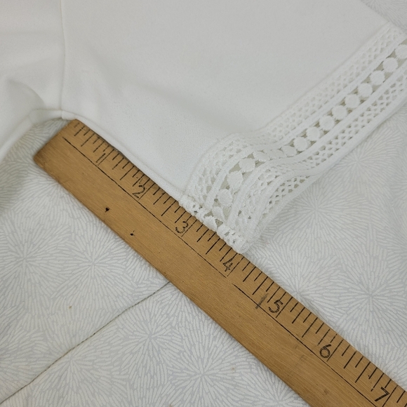 Scobe white deep v neck short sleeve top white lace peplum fairy coquette girl M - Picture 13 of 13